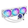 Viskas viename skysčio aušintuvas ASUS ROG Strix LC III 360 ARGB White Edition – 360 mm radiatorius, 3x 120 mm ventiliatoriai, LCD vandens blokas, PWM