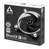 ARCTIC BioniX P120 (balta) – Slėgiui optimizuotas 120 mm žaidimų ventiliatorius su PWM PST