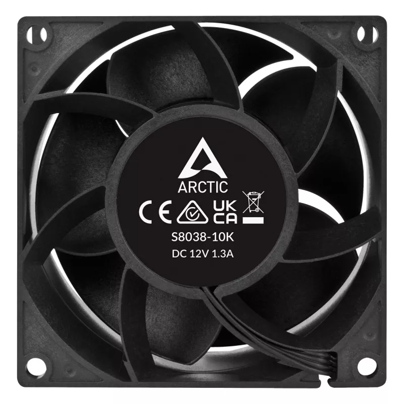 ARCTIC S8038-10K - 80 mm serverio ventiliatorius, Ventiliatorius, 8 cm, 173.3 m³/h, Juoda
