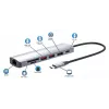 Manhattan USB-C dokas / šakotuvas su kortelių skaitytuvu, prievadai (x5): Ethernet, HDMI, USB-A (x2) ir USB-C, su Power Delivery (PD) iki 100 W – reikalingas išorinis USB-C įkroviklis (nepridedamas). Maitinamas per USB (nereikia išorinio maitinimo šaltinio), kai PD nenaudojamas