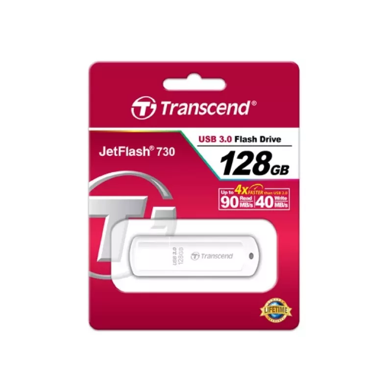 TRANSCEND Jetflash 730 - 128GB USB atmintukas - USB 3.0 - Baltas