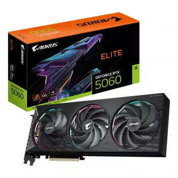 GIGABYTE AORUS GeForce RTX 5060 ELITE 8G vaizdo plokštė - 8GB GDDR7, 128bit, PCI-E 5.0, 2722 MHz branduolio dažnis, 3 x DisplayPort, 1 x HDMI, GV-N5060AORUS E-8GD
