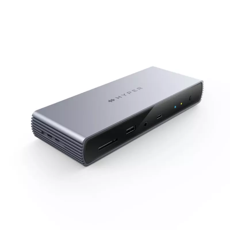 Targus HDTB4D-EUZ nešiojamo kompiuterio dokas / prievado replikatorius Thunderbolt 4 Pilka