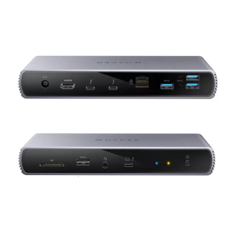 Targus HDTB4D-EUZ nešiojamo kompiuterio dokas / prievado replikatorius Thunderbolt 4 Pilka