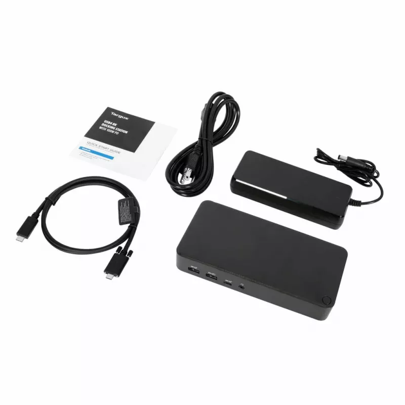 Targus DOCK460EUZ nešiojamojo kompiuterio prijungimo stotelė / prievadų atkartotuvas Laidinis USB4 Juoda