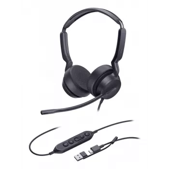 Yealink UH42 Dual UC USB-C/A ausinės, laidinės, skambučiams/muzikai, 20–20000 Hz, 160 g, ausinės, juodos