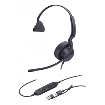Yealink UH42 Mono UC USB-C/A ausinės, laidinės, skambučiams / muzikai, 20–20000 Hz, 116 g, galvos, juodos