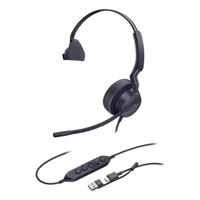 Yealink UH42 Mono UC USB-C/A ausinės, laidinės, skambučiams / muzikai, 20–20000 Hz, 116 g, galvos, juodos