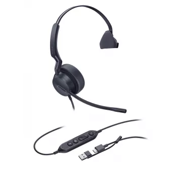 Yealink UH44 Mono Teams USB-C/A ausinės, laidinės, 20–20000 Hz, biurui / skambučių centrui, 127 g, galvos juostos tipo, juodos