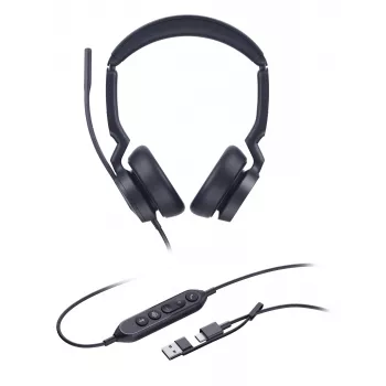 Yealink UH46 Dual Teams USB-C/A ausinės, laidinės, 20–20000 Hz, biurui/skambučių centrui, 166 g, galvos juostos tipo, juodos