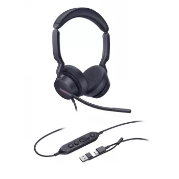 Yealink UH46 Dual UC USB-C/A ausinės, laidinės, 20–20000 Hz, biurui / skambučių centrui, 166 g, ausinės, juodos