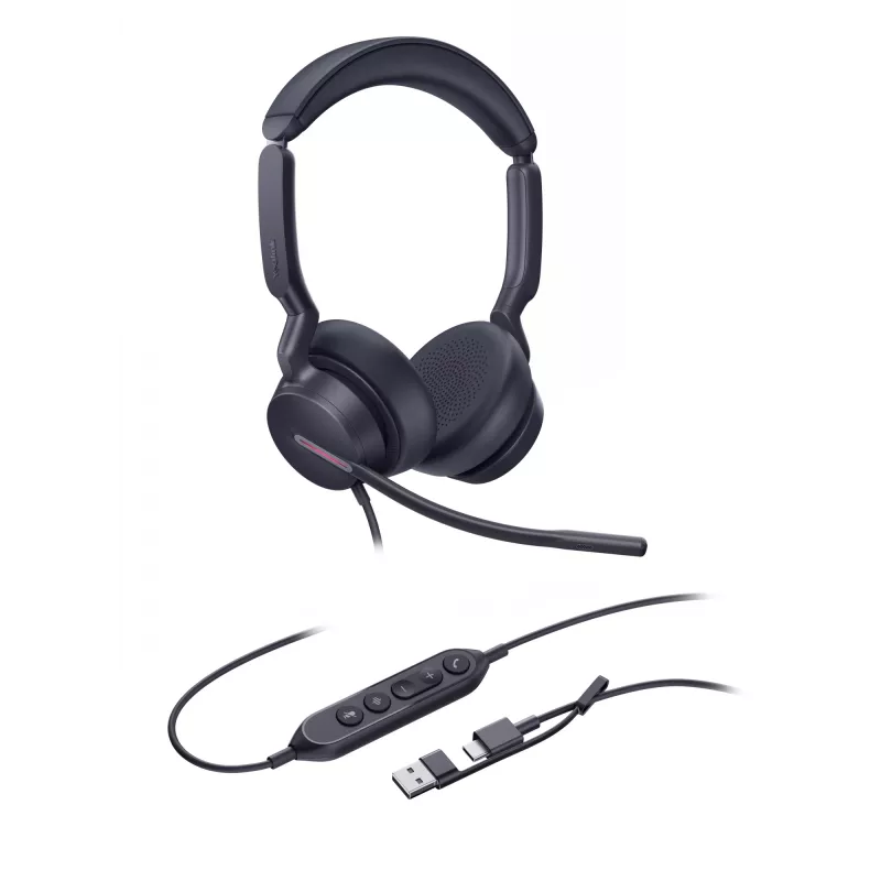 Yealink UH46 Dual UC USB-C/A ausinės, laidinės, 20–20000 Hz, biurui / skambučių centrui, 166 g, ausinės, juodos