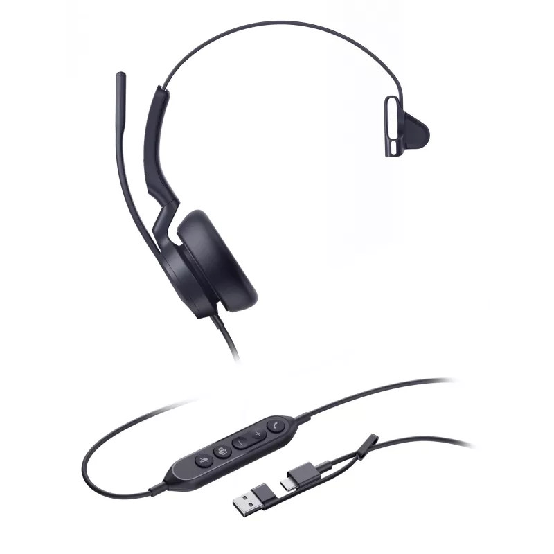 Yealink UH46 Mono Teams USB-C/A ausinės, laidinės, 20 - 20000 Hz, Biuras/Skambučių centras, 127 g, Ausinės, Juoda