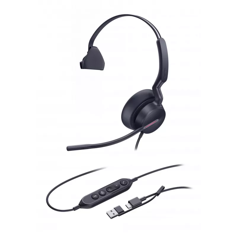 Yealink UH46 Mono Teams USB-C/A ausinės, laidinės, 20 - 20000 Hz, Biuras/Skambučių centras, 127 g, Ausinės, Juoda