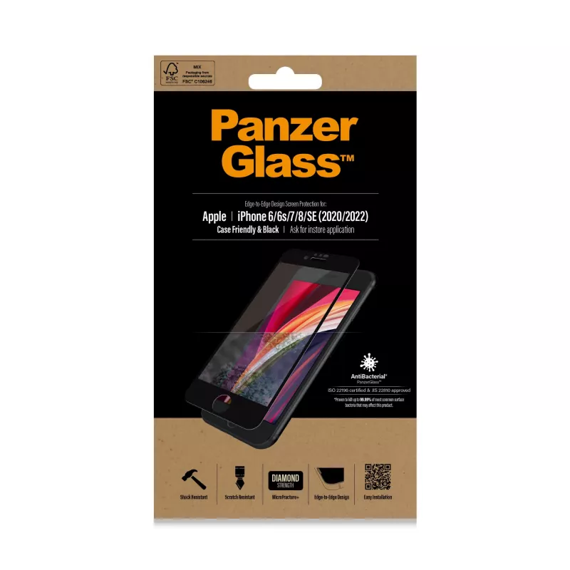 PanzerGlass ® ekrano apsauga iPhone 8 | 7 | 6s | 6 | SE (2020/2022) | nuo krašto iki krašto