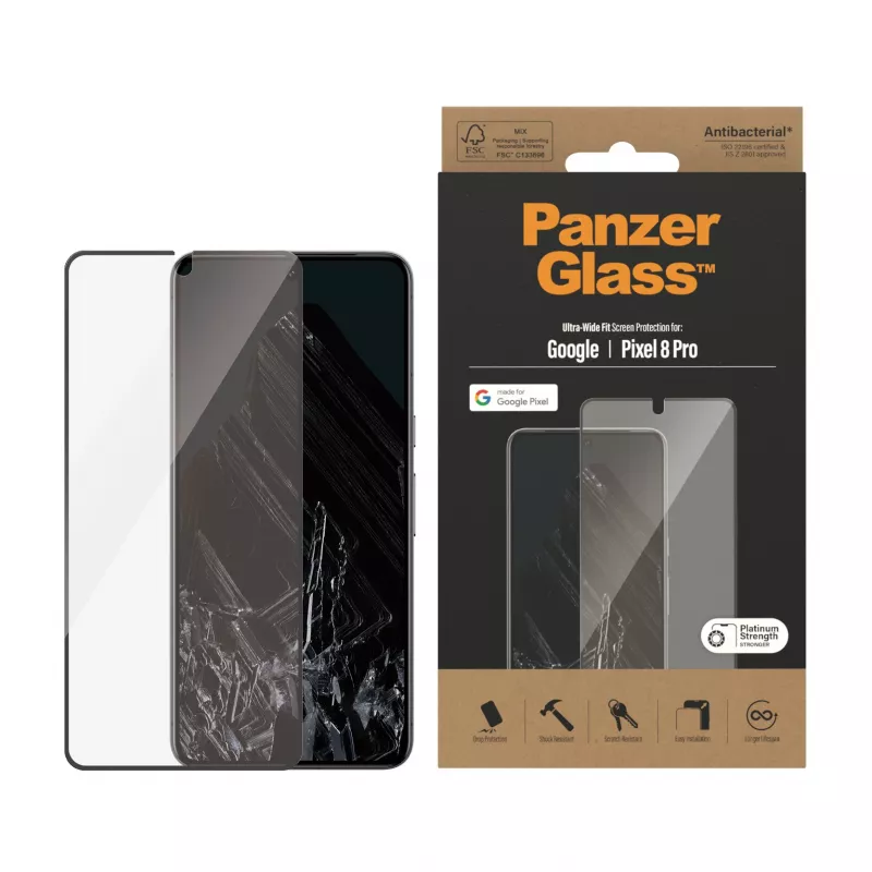 PanzerGlass ® Ekrano apsauga Google Pixel 8 Pro | Itin platus pritaikymas