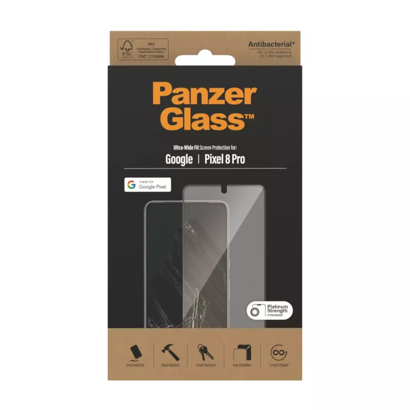PanzerGlass ® Ekrano apsauga Google Pixel 8 Pro | Itin platus pritaikymas