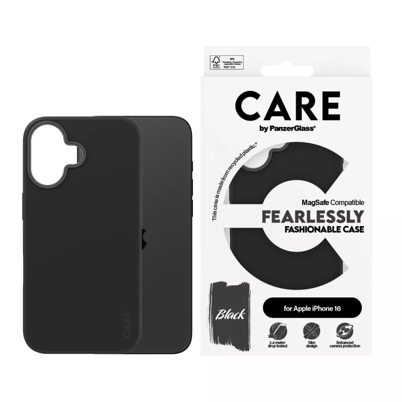 PanzerGlass CARE™ by ® dėklas juodas su MagSafe iPhone 16