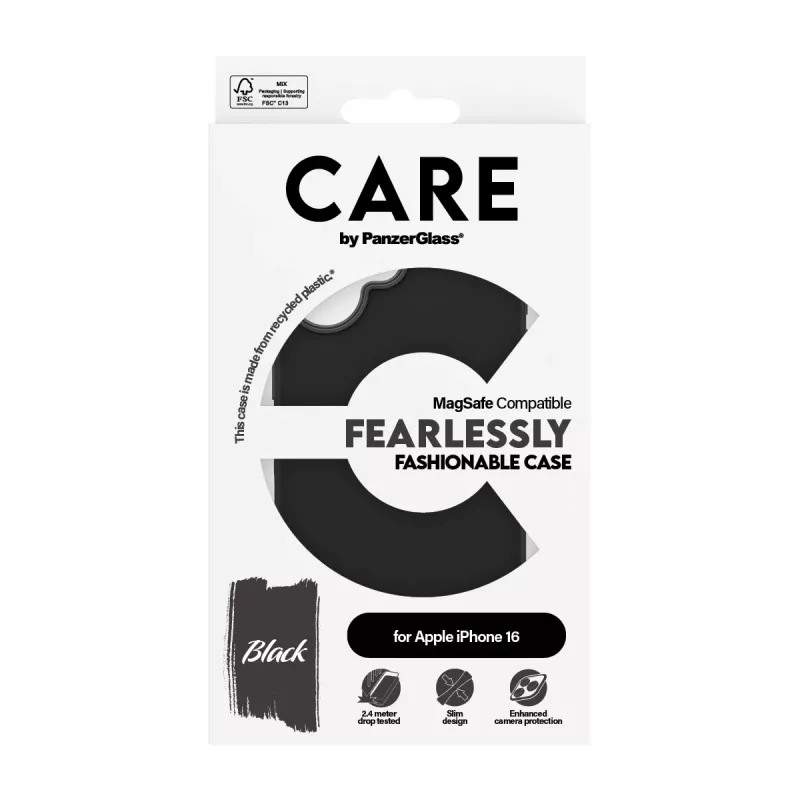 PanzerGlass CARE™ by ® dėklas juodas su MagSafe iPhone 16