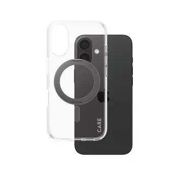 PanzerGlass CARE™ by ® dėklas permatomas su juodu atrama ir MagSafe iPhone 16