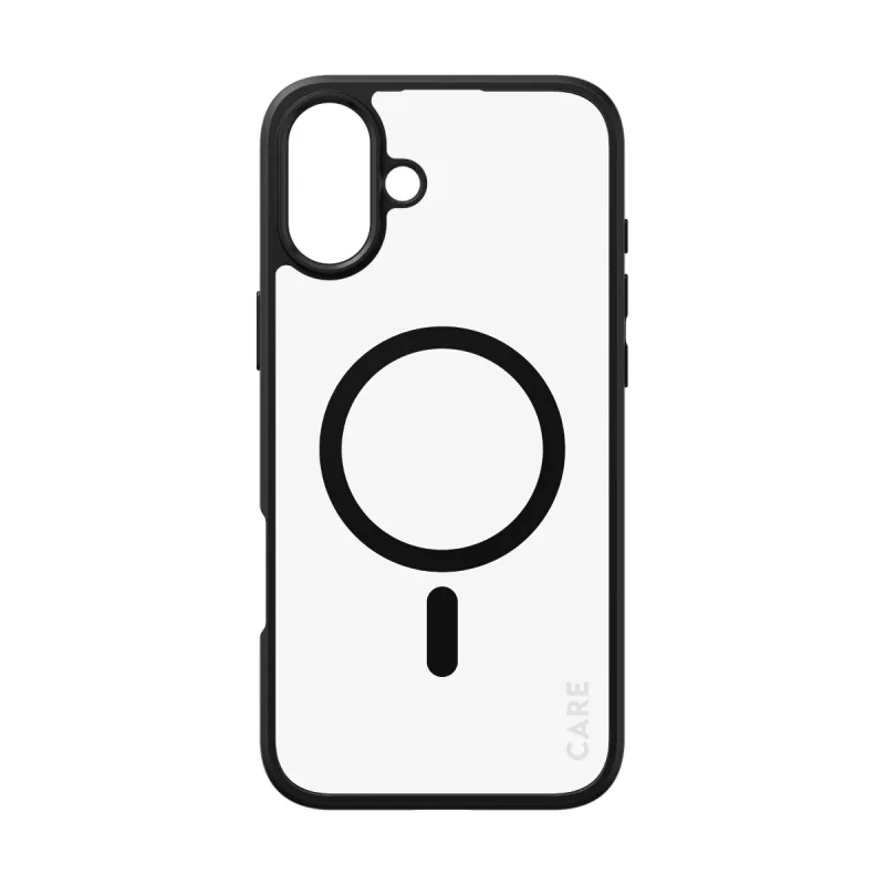 PanzerGlass CARE™ by ® Urban Combat Case Transparentus su juodu rėmeliu ir MagSafe, skirtas iPhone 16 Plus