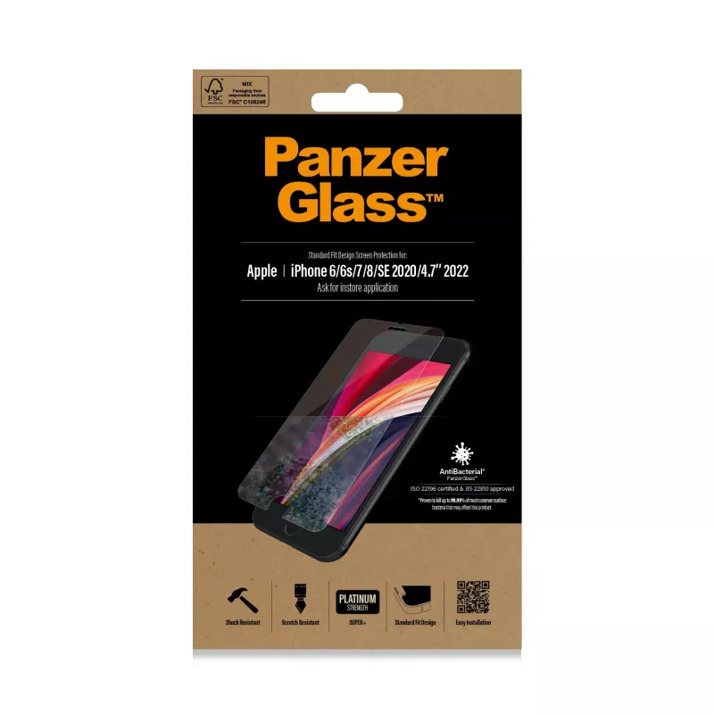 PanzerGlass ® Ekrano apsauga iPhone 8 | 7 | 6s | 6 | SE (2020/2022) | Standartinis pritaikymas