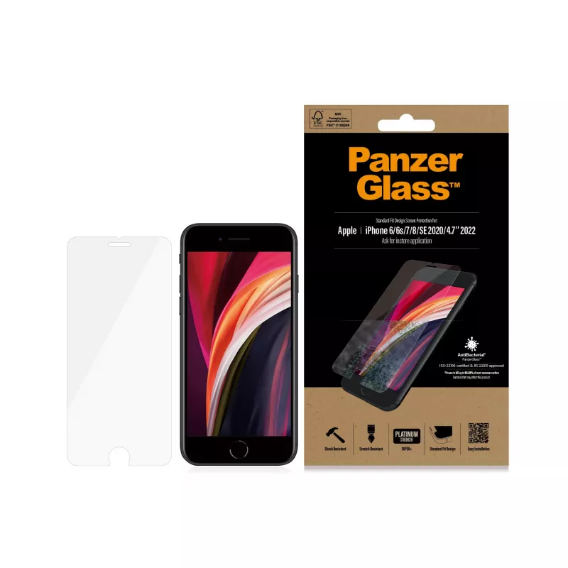 PanzerGlass ® Ekrano apsauga iPhone 8 | 7 | 6s | 6 | SE (2020/2022) | Standartinis pritaikymas