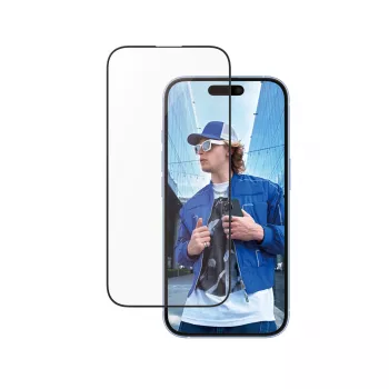 PanzerGlass ® Apsauginis stiklas su aliuminio rėmeliu iPhone 16 | 15 | Ultra-Wide Fit