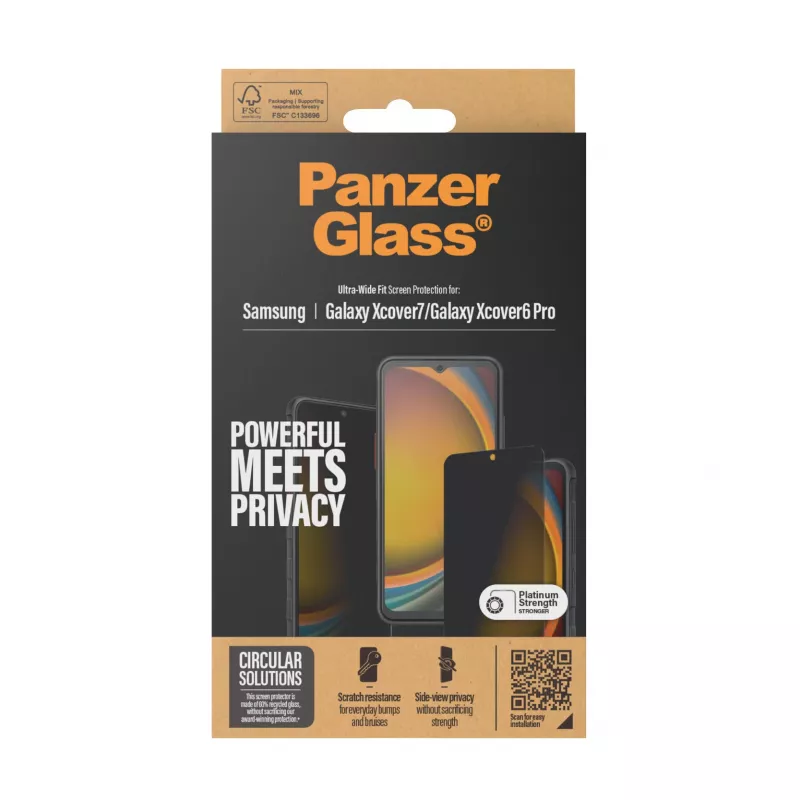 PanzerGlass ® privatumo ekrano apsauga Samsung Galaxy Xcover7 Pro | Xcover7 | Xcover6 Pro | Ultra-Wide Fit