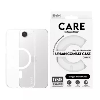 Cover PanzerGlass CARE by Flagship dėklas Transparent Urban Combat White Qi Suderinama iPhone 16e