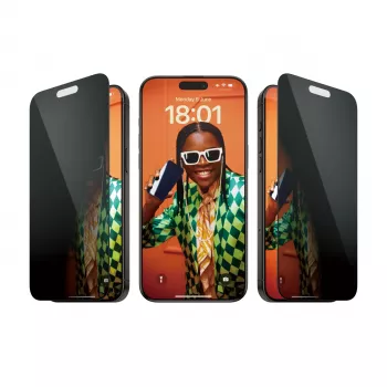 PanzerGlass ® privatumo ekrano apsauga iPhone 15 Pro Max | Itin platus pritaikymas su EasyAligner