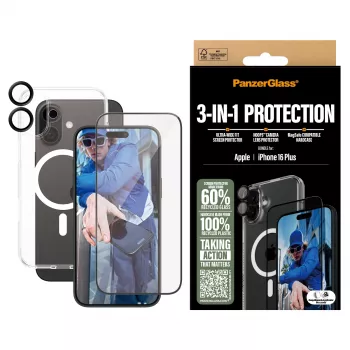 PanzerGlass ® 3-in-1 Protection Bundle iPhone 16 Plus