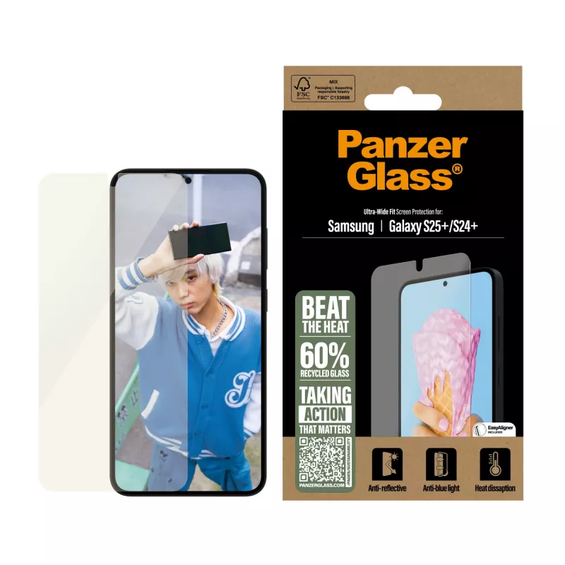 “PanzerGlass®” universalus ekrano apsaugiklis “Samsung Galaxy S25+ | S24+” | Ultra Wide Fit
