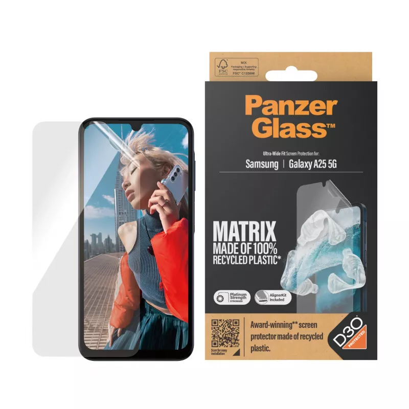 „PanzerGlass ® ECO MATRIX“ ekrano apsauga su D3O® „Samsung Galaxy A25 5G“ | itin platus pritaikymas su išlyginimo rinkiniu