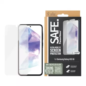 PanzerGlass SAFE. by ® ekrano apsauga Samsung Galaxy A55 5G | Itin platus pritaikymas su EasyAligner