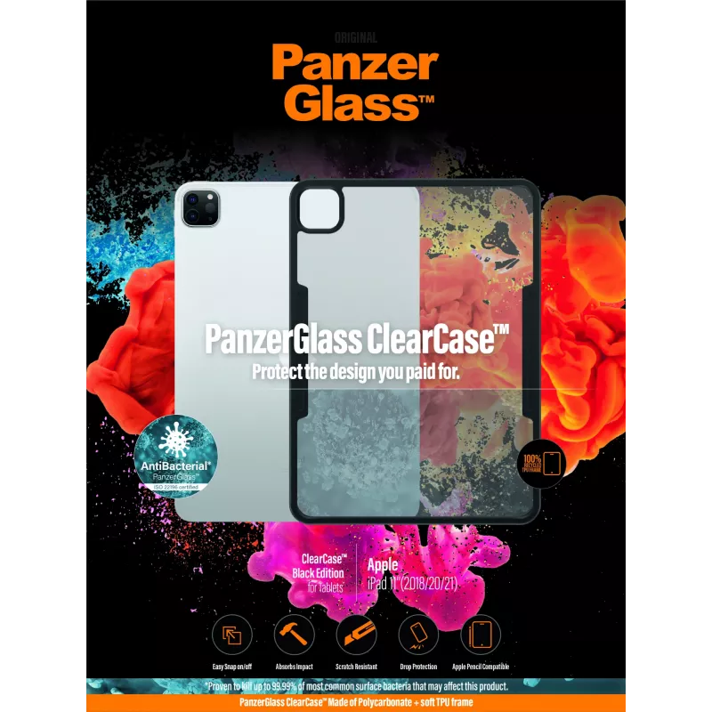 PanzerGlass ® ClearCase™ iPad Pro 11″ (2018, 2020-2022), Dangtelis, Apple, Apple - iPad Pro 11″, 27,9 cm (11 colių), Juoda