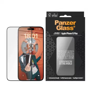 PanzerGlass® Ceramic Protection iPhone 15 Plus | Itin platus pritaikymas su EasyAligner