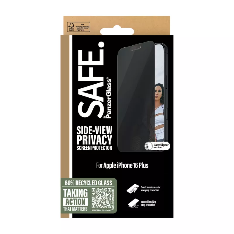 PanzerGlass SAFE. by ® Privatumo ekrano apsauga iPhone 16 Plus | 15 Plus | Itin platus pritaikymas