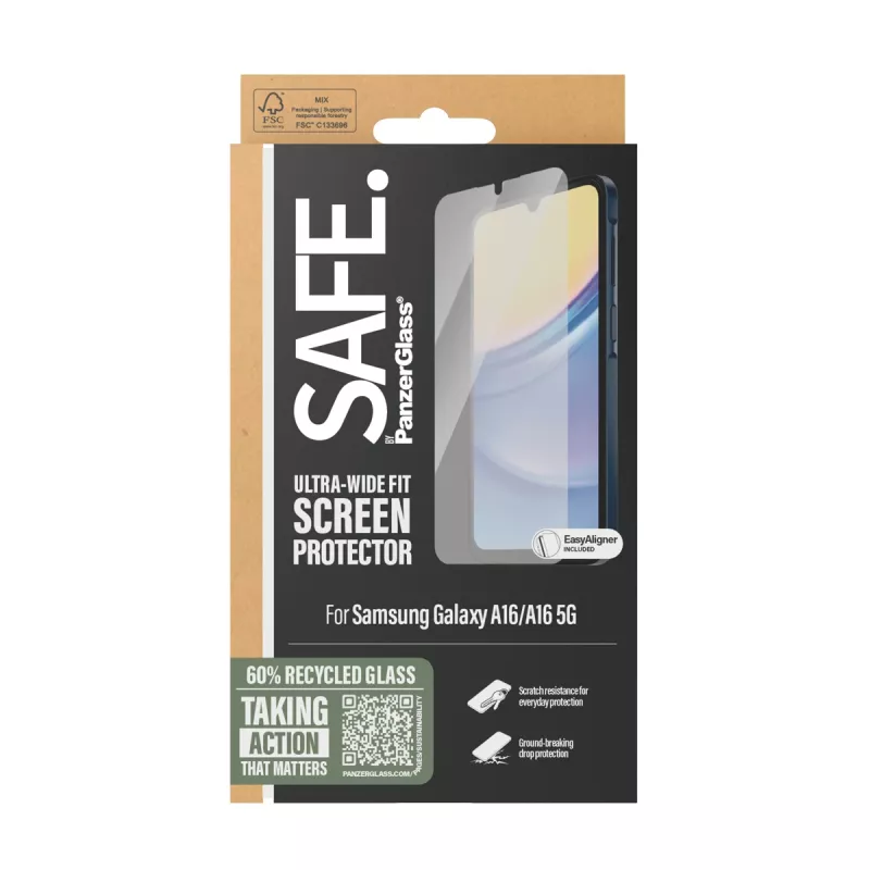 PanzerGlass SAFE. by ® ekrano apsauga Samsung Galaxy A16 | A16 5G | Ultra-Wide Fit