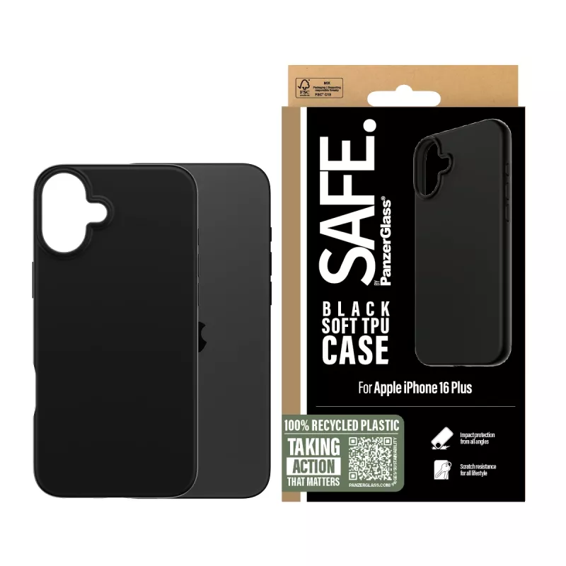 PanzerGlass SAFE. by ® TPU dėklas juodas iPhone 16 Plus