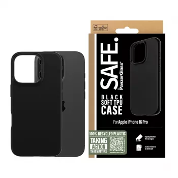 “PanzerGlass SAFE. by ® TPU Case Juoda iPhone 16 Pro” dėklas, dangtelis, Apple, Apple - iPhone 16 Pro, juoda
