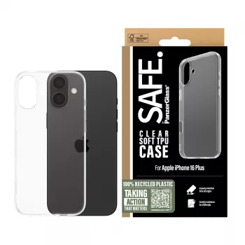 PanzerGlass SAFE. by ® TPU dėklas permatomas iPhone 16 Plus, Dangtelis, Apple, Apple - iPhone 16 Plus, Permatomas