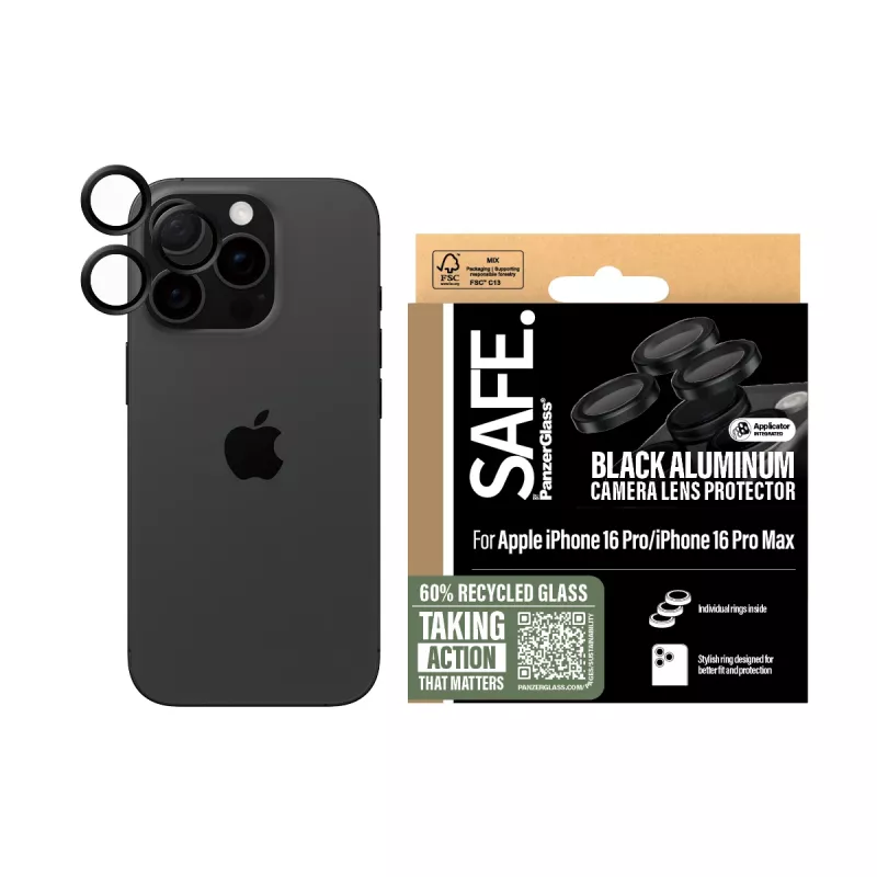 PanzerGlass SAFE. by ® kameros objektyvo apsauga juoda iPhone iPhone 16 Pro | 16 Pro Max