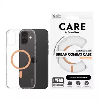 PanzerGlass CARE™ by ® Urban Combat dėklas permatomas su Peachy MagSafe iPhone 16 Plus