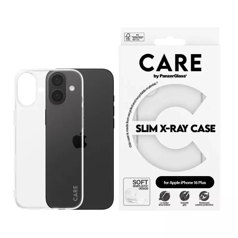 PanzerGlass CARE™ by ® X-Ray dėklas iPhone 16 Plus, Cover, Apple, Apple - iPhone 16 Plus, Transparent