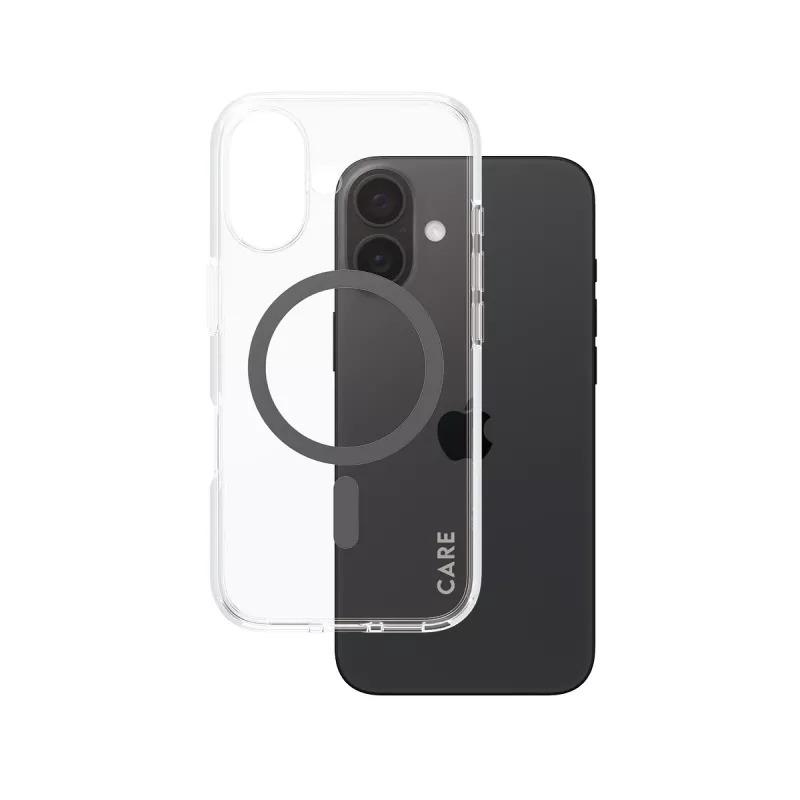 PanzerGlass CARE™ by ® Urban Combat dėklas permatomas su juoda MagSafe, skirtas iPhone 16