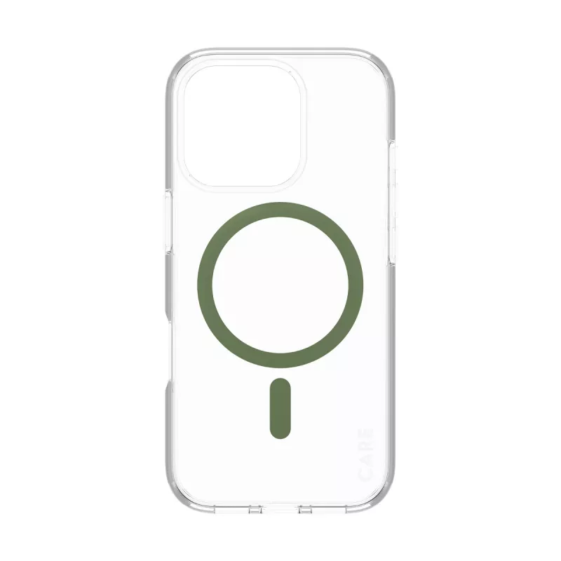 „PanzerGlass CARE™ by ® Urban Combat“ dėklas permatomas su žalia „MagSafe“ „iPhone 16 Pro“