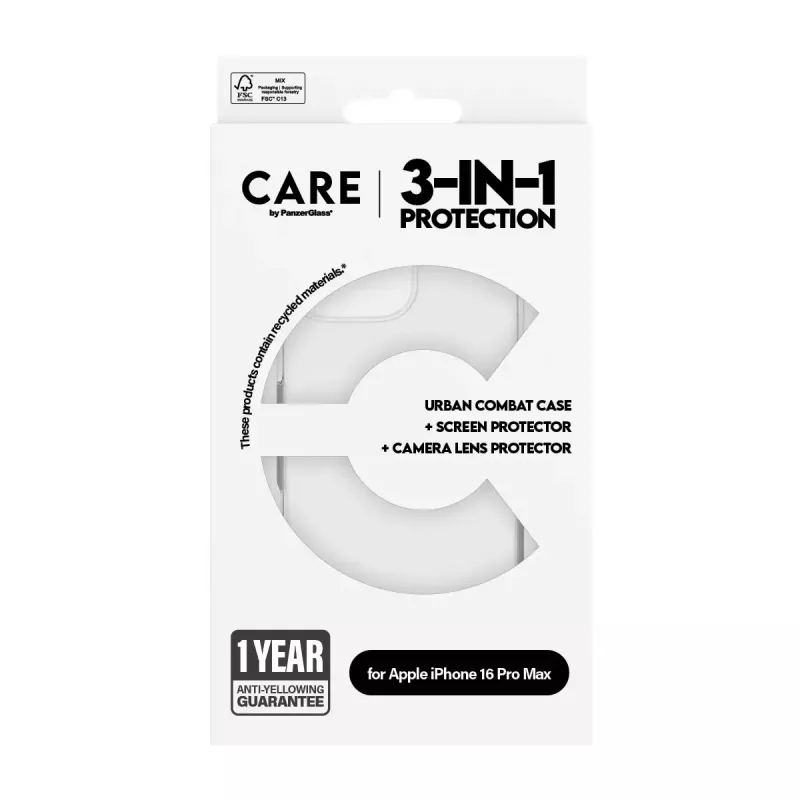 PanzerGlass® | CARE by® Flagship 3-in-1 rinkinys, skirtas iPhone 16 Pro Max