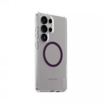 PanzerGlass CARE™ by ® Urban Combat dėklas permatomas su slyvų violetine spalva, suderinamas su Qi, Samsung Galaxy S25 Ultra