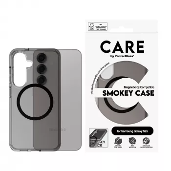 PanzerGlass CARE™ by ® Urban Combat Case Smokey w. Juoda Qi Suderinama Samsung Galaxy S25